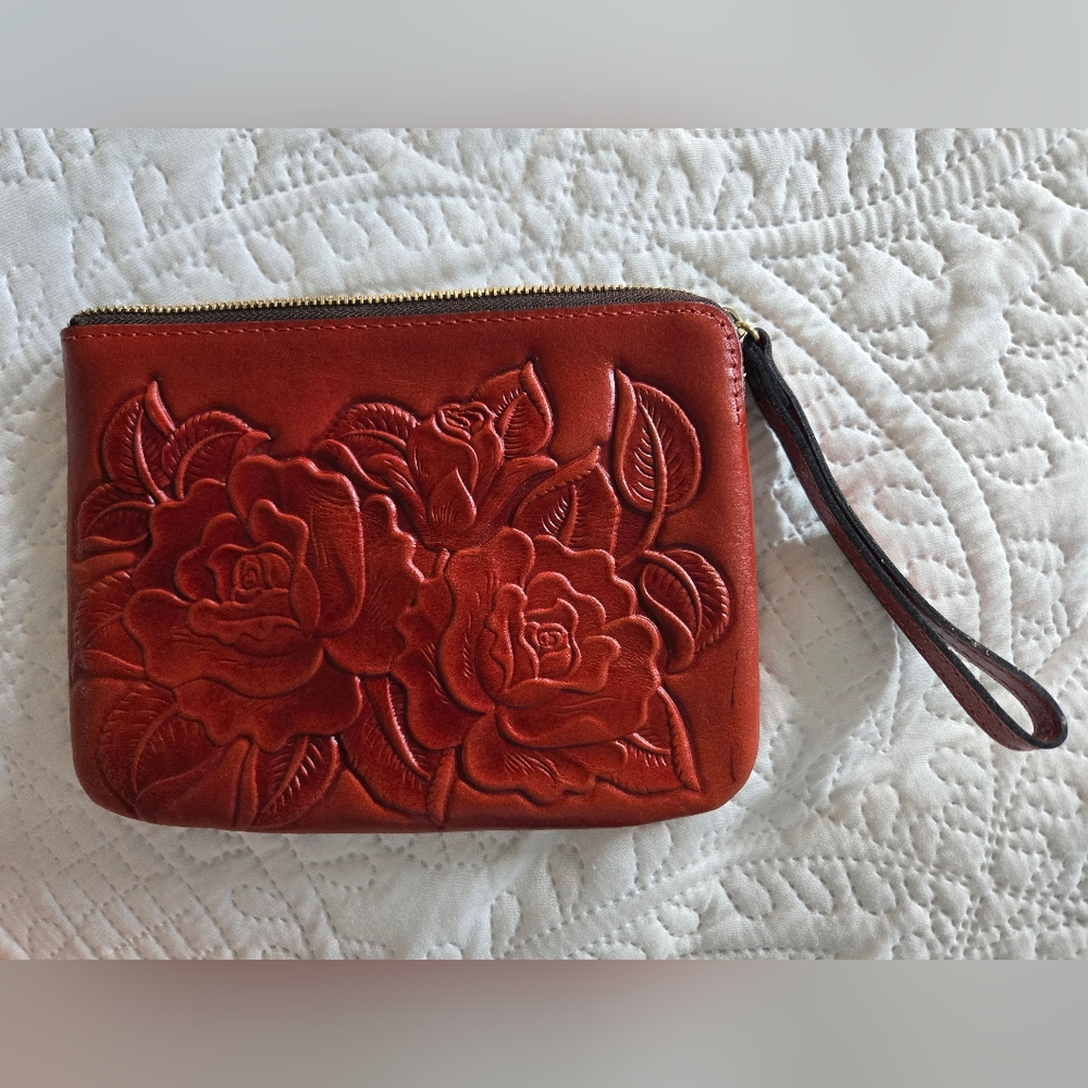 Patricia Nash Floral Embossed Leather Wristlet